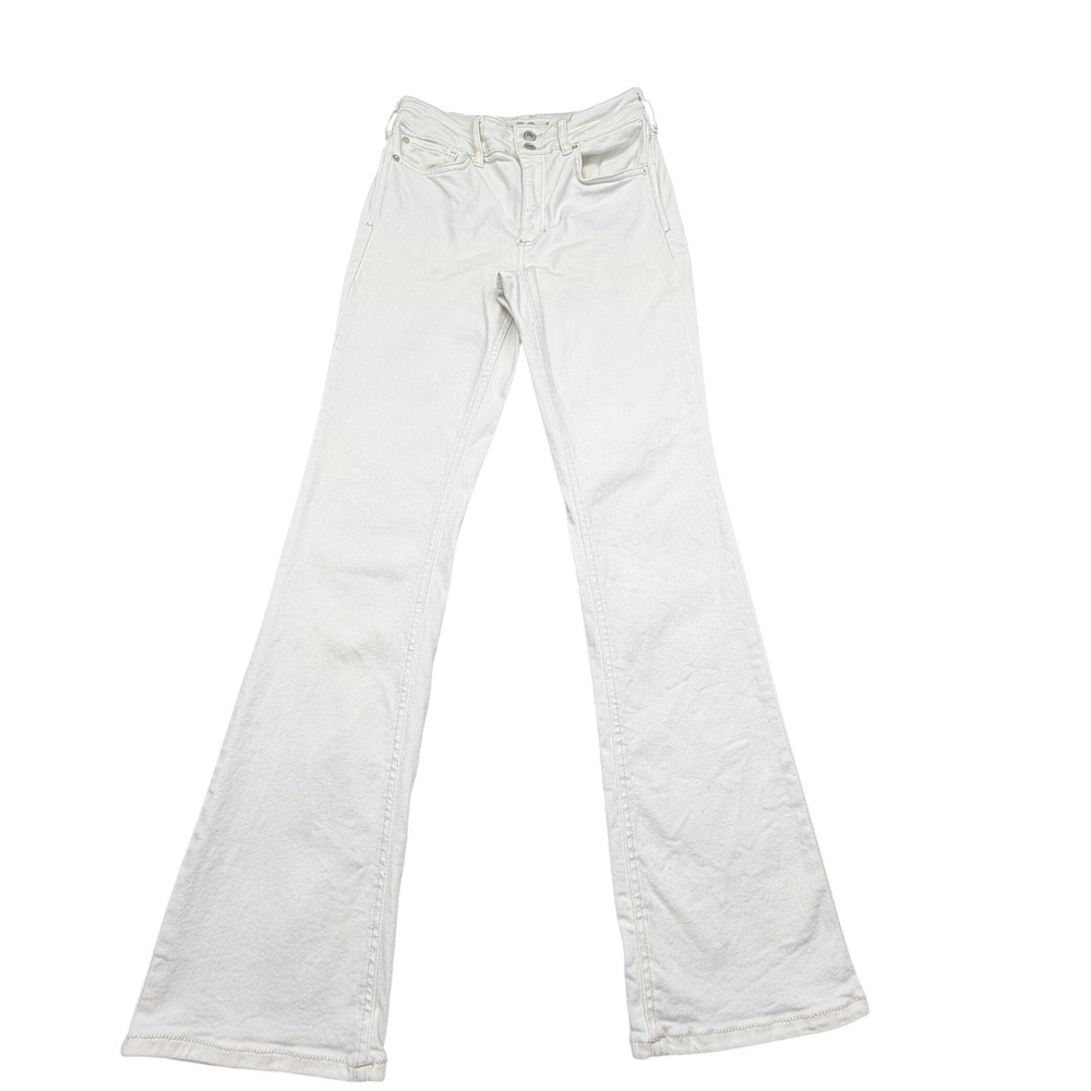Free People Jeans Womens 30 White We The Free Flare High Rise Stretch Denim